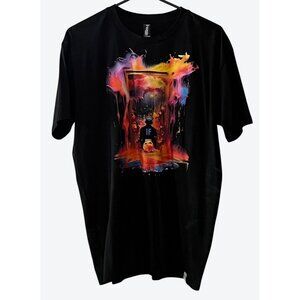 Imaginary Foundation Mens Large Fluid Rapture Crew Neck Shirt Black Orange Pink